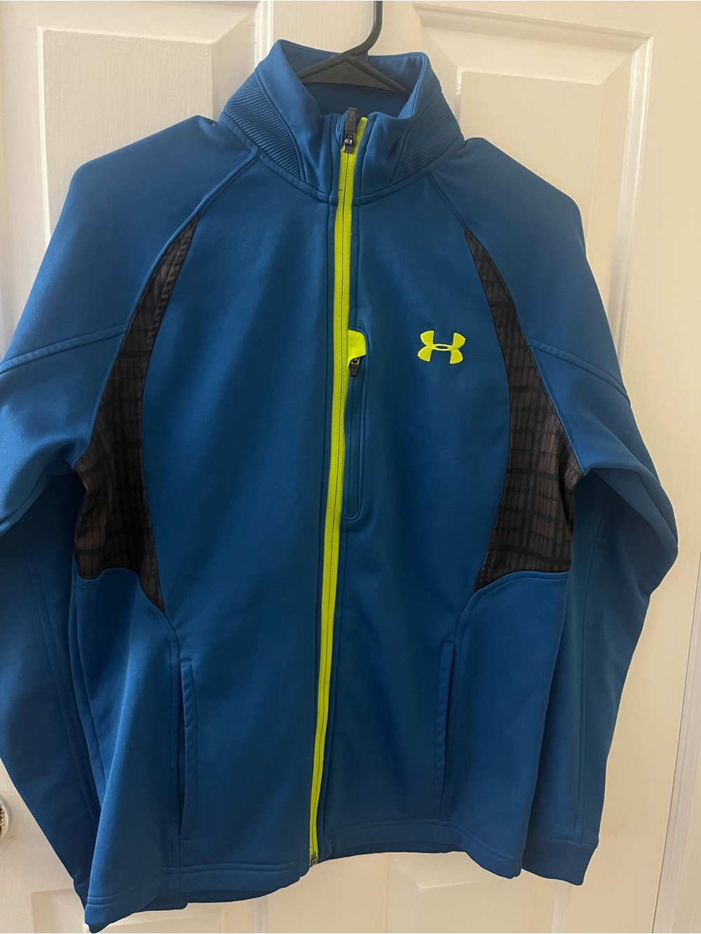 Under Armour Mens Blue Full-Zip Jacket with Neon Accents